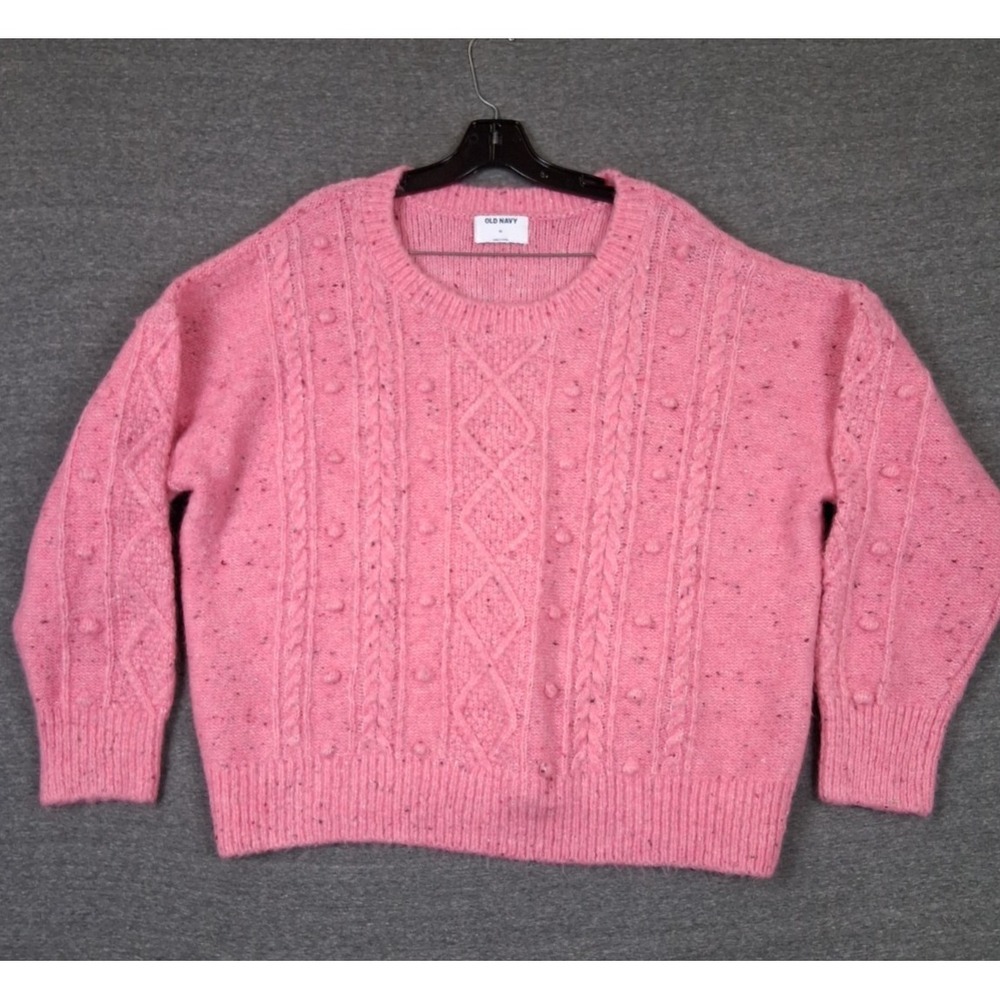 Old Navy Womens Sweater XL Pink Wool Blend Cable Knit Soft Girl Ballet Pastel